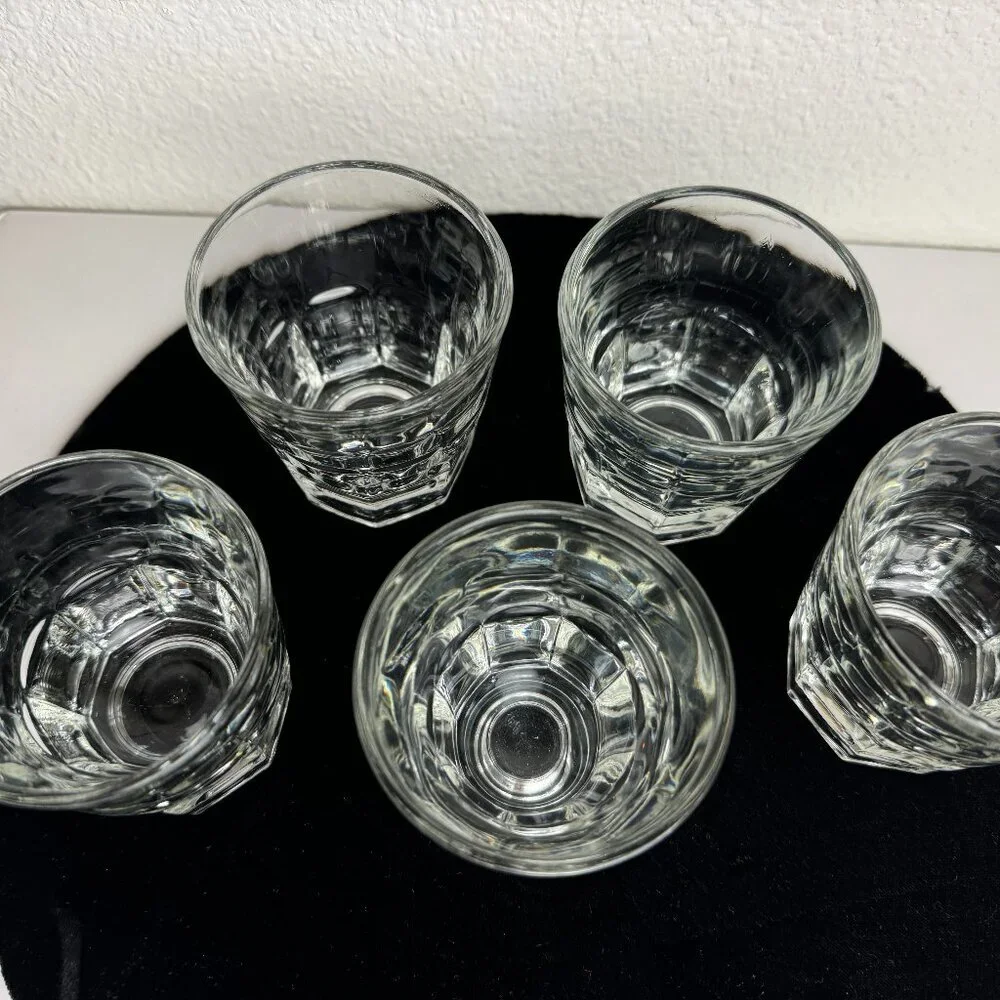 Vintage Libbey Old Fashioned Set of 5  Shot Glasses 4.6 oz Whiskey Glass